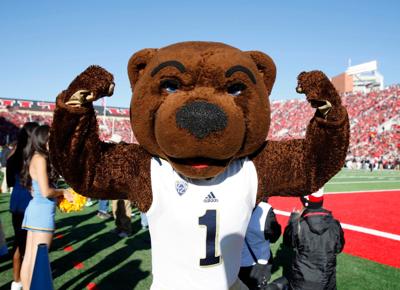 "Joe Bruin," the mascot of the UCLA Bruins, works the sidelines during a game against the Utah Utes during the first half at Rice Eccles Stadium on Nov. 21, 2015 in Salt Lake City.