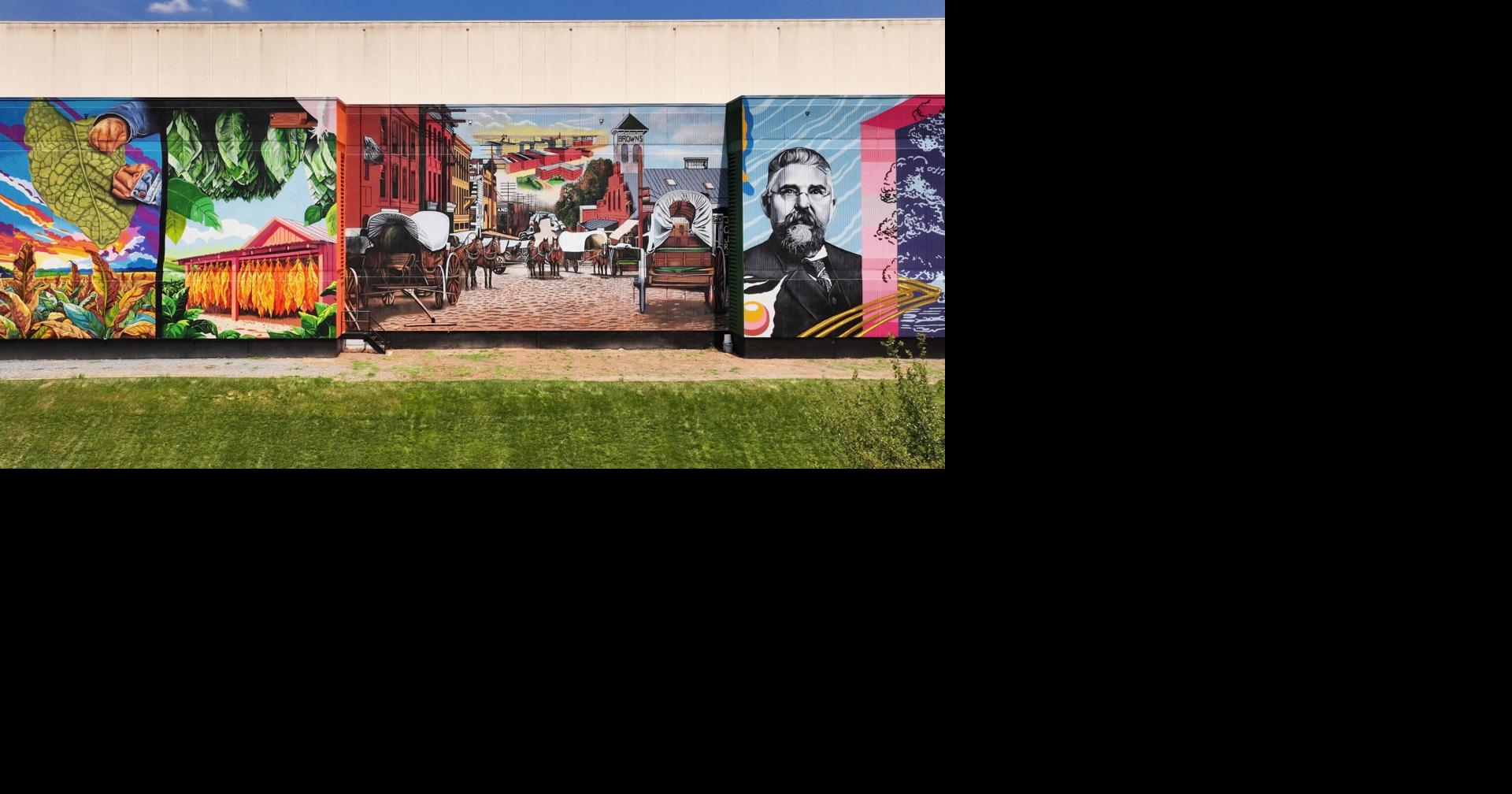 Mural honors the history of Reynolds Tobacco in Winston-Salem NC