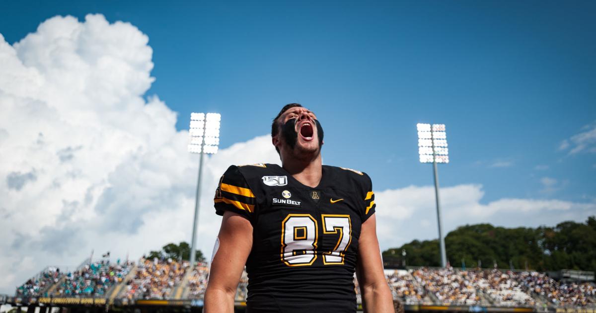 App State's Collin Reed enjoys the winning moment as the Mountaineers ...