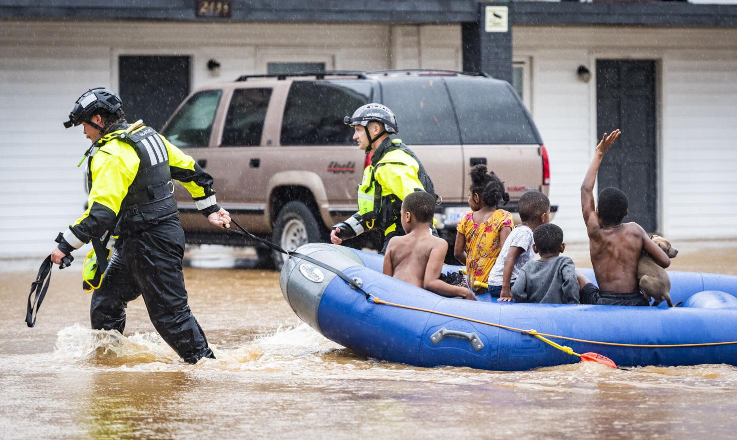 Drone footage of flooding around WinstonSalem