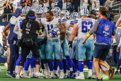 Dallas Cowboys celebrates a win over the Cincinnati Bengals at the AT&T Stadium in Arlington, Texas on Sunday, Sept. 18, 2022.