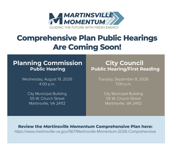 Planning Commission and City Council to hold public hearings on Comprehensive Plan