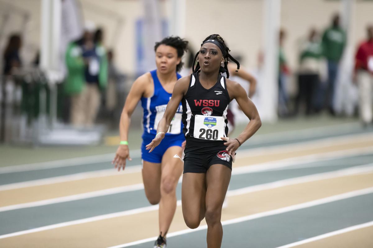 WSSU's Victoria Porter flies on the track. She’s more nervous about the