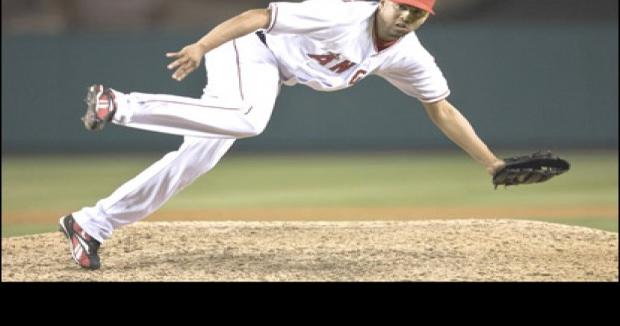 Anaheim Angels closer Francisco Rodriguez reacts on the mound