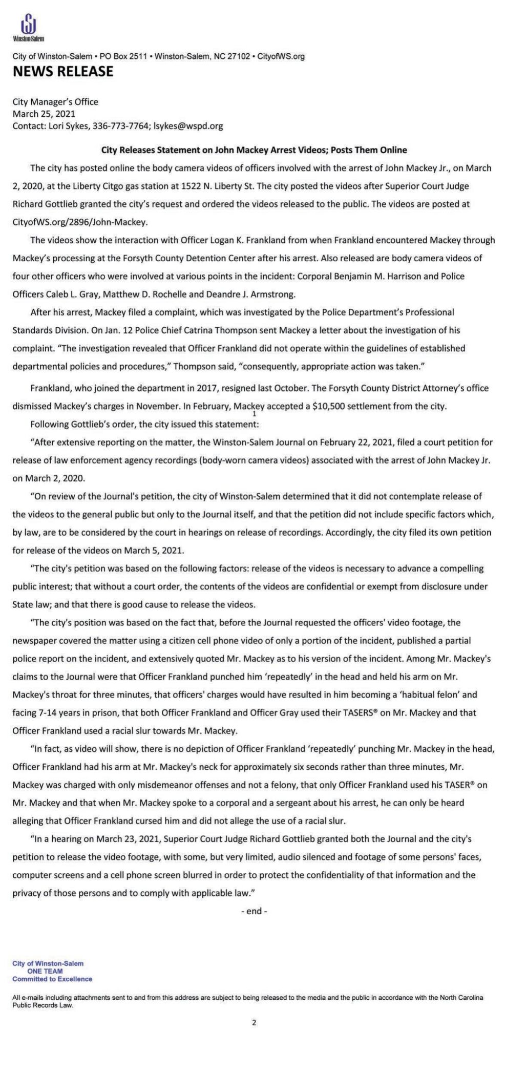 city of winston salem on Watch Now City Releases Police Body Camera Video Of Man Being Shocked With A Taser In Winston Salem Crime Journalnow Com