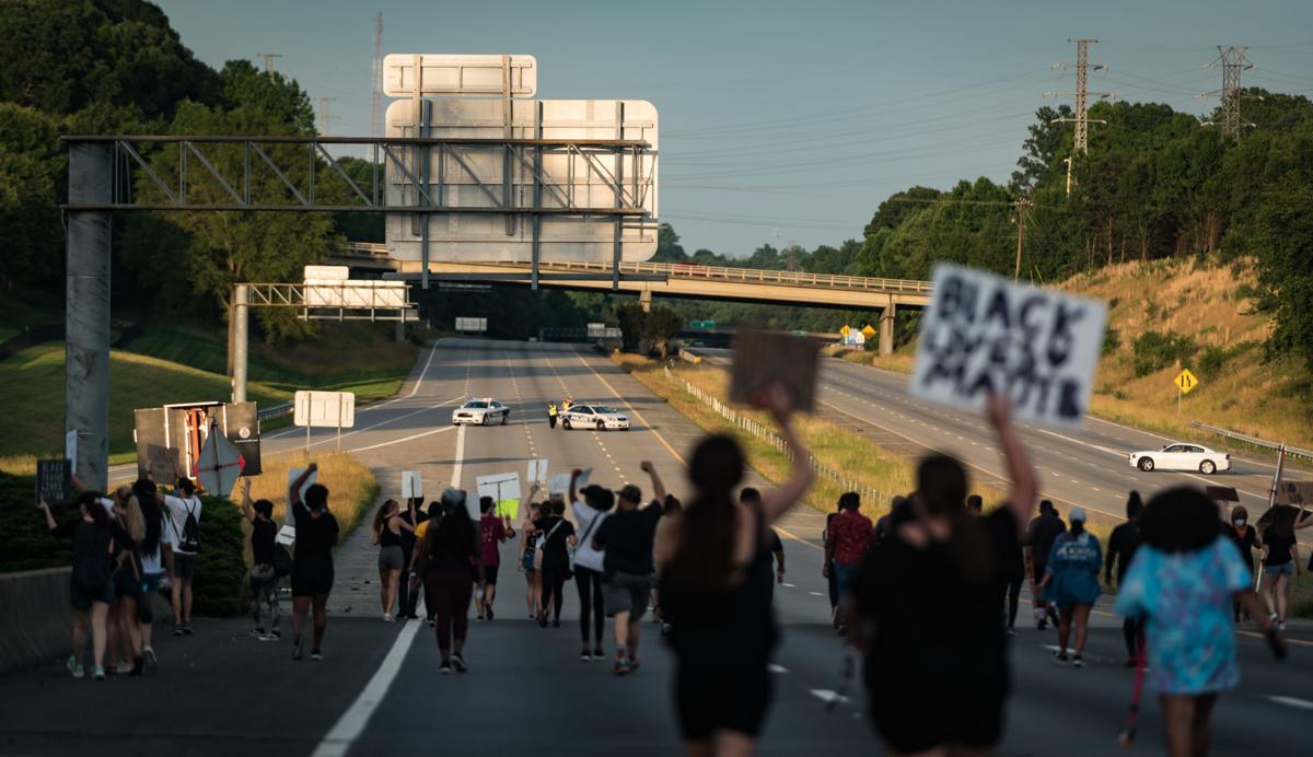Protesters Close Down Interstate 40 Hanes Mall Boulevard In