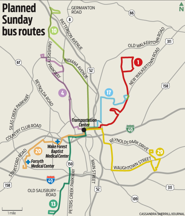 Sunday bus service arrives for WinstonSalem Routes will include