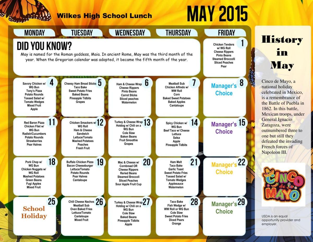 High School Lunch Menus