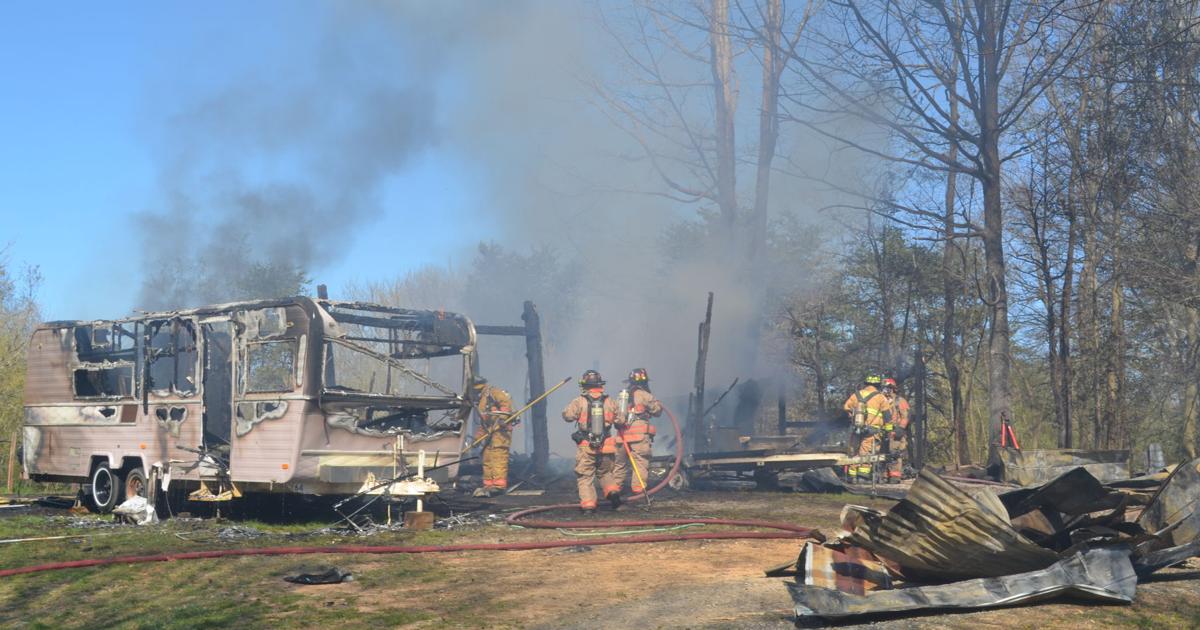 Exploding Camp Ground Camper, shed destroyed by fire after explosion in Boomer Wednesday ...
