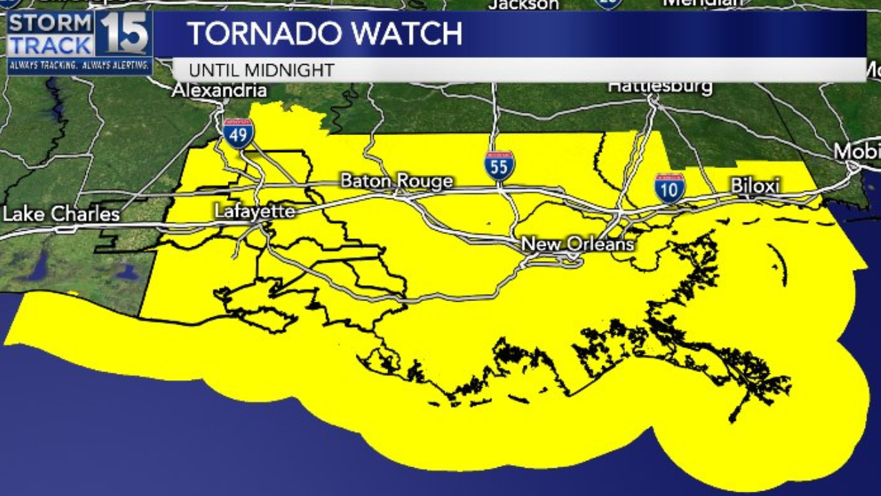 Tornado Watch Extended For Most Of Acadiana; Flood Watch Remains In ...