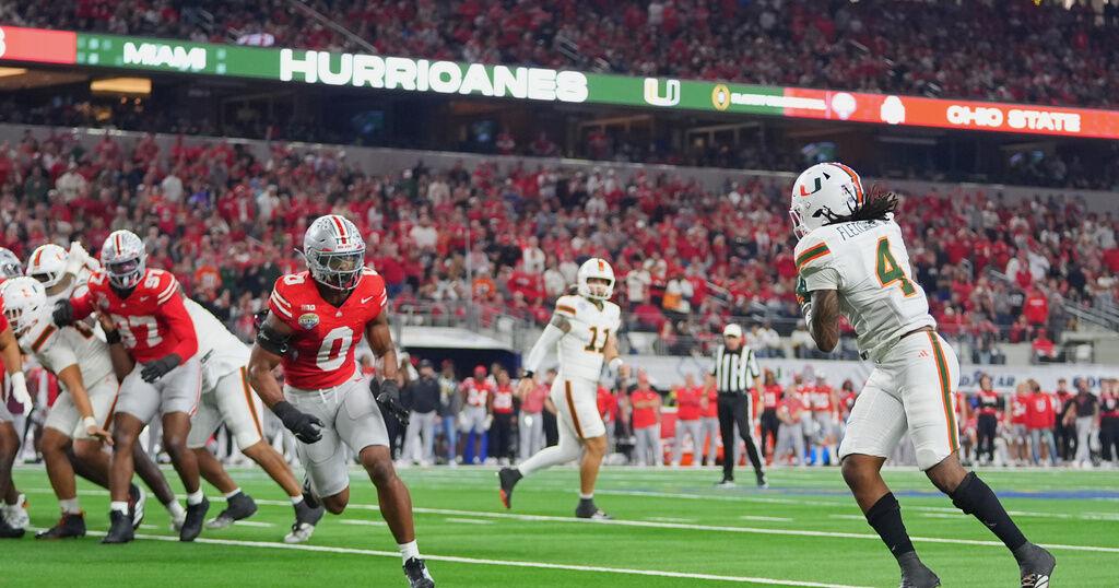 Miami beats defending national champ Ohio State 24-14 in CFP quarterfinal at Cotton Bowl