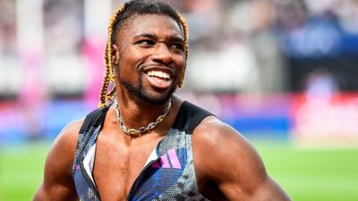 Noah Lyles of the Unite States reacts after the men's 200m final at the Diamond Leagues Athletics Meeting in London, Britain, July 23, 2023. (Photo by Stephen Chung/Xinhua via Getty Images)