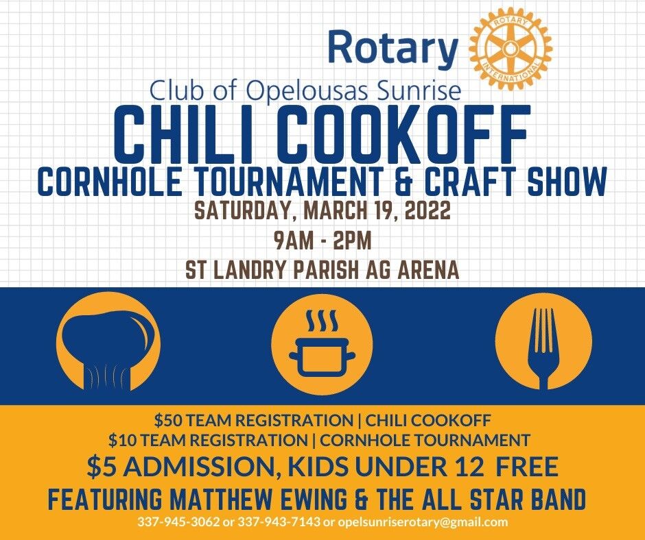 First Annual Chili Cook-Off Announced By Rotary Club of Opelousas Sunrise, Features