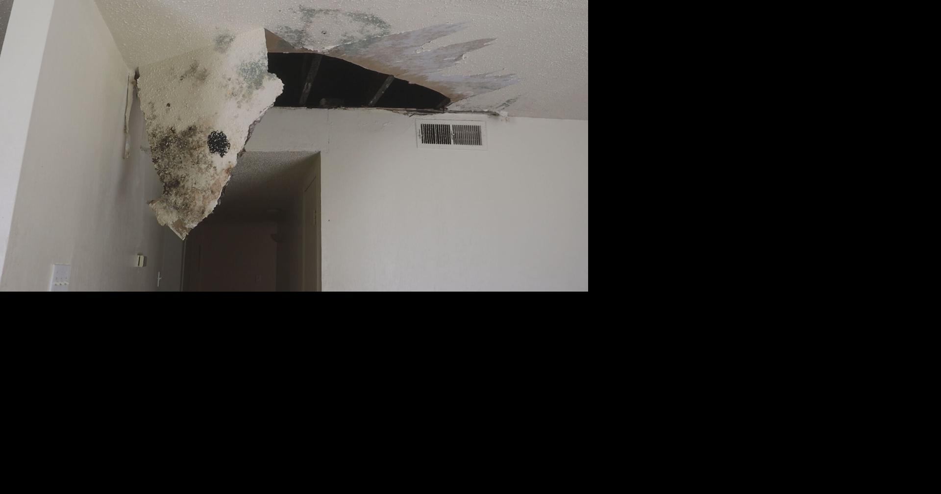Tenant living in an apartment with cavedin ceiling faced with eviction