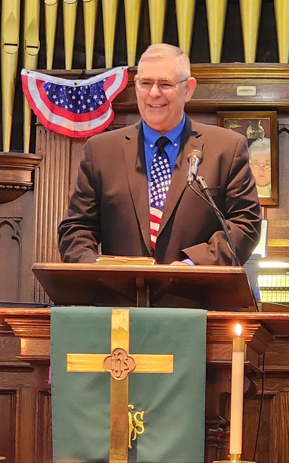 Senator Cris Dush delivers a speech at Kane Community Methodist Church ...