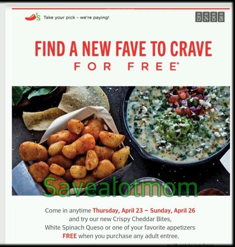 Chilis FREE Appetizer Coupon! | Save A Lot Mom | kdhnews.com