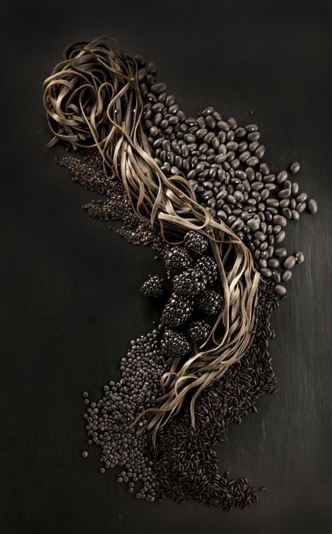 Play with noir-hued ingredients for a grown-up Halloween dinner