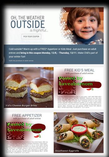 Chilis FREE Kid's Meal or FREE Appetizer! | Save A Lot Mom ...