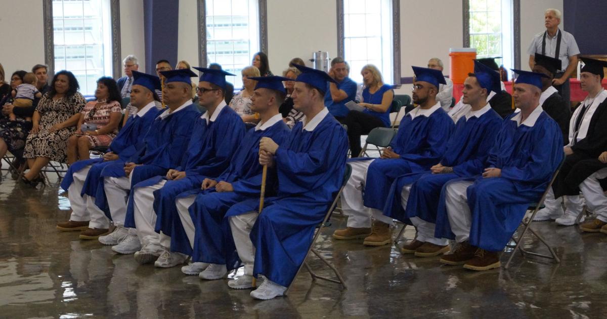At a prison in Gatesville, inmates walk across the stage Education