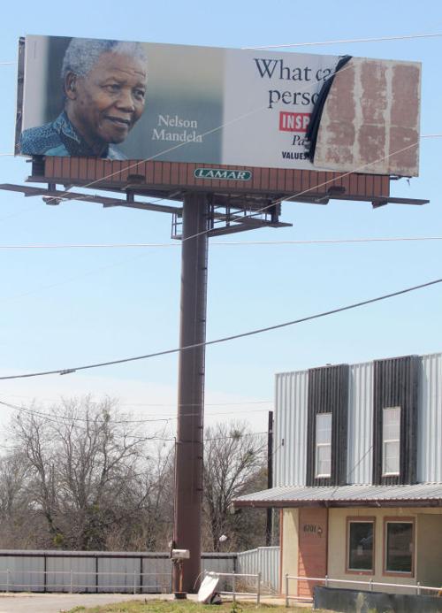Wind-damaged billboard