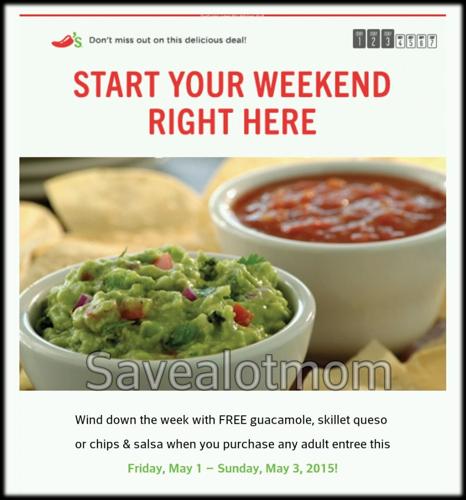 Chilis FREE Chips & Salsa, Guac or Queso! | Save A Lot Mom ...