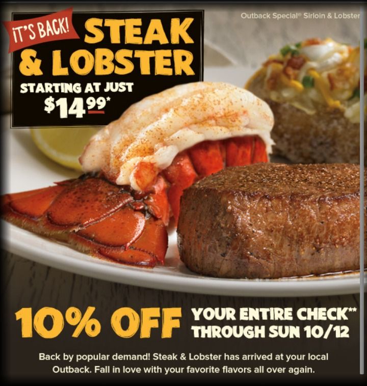 Outback Steakhouse 10% off Coupon! | Save A Lot Mom | kdhnews.com
