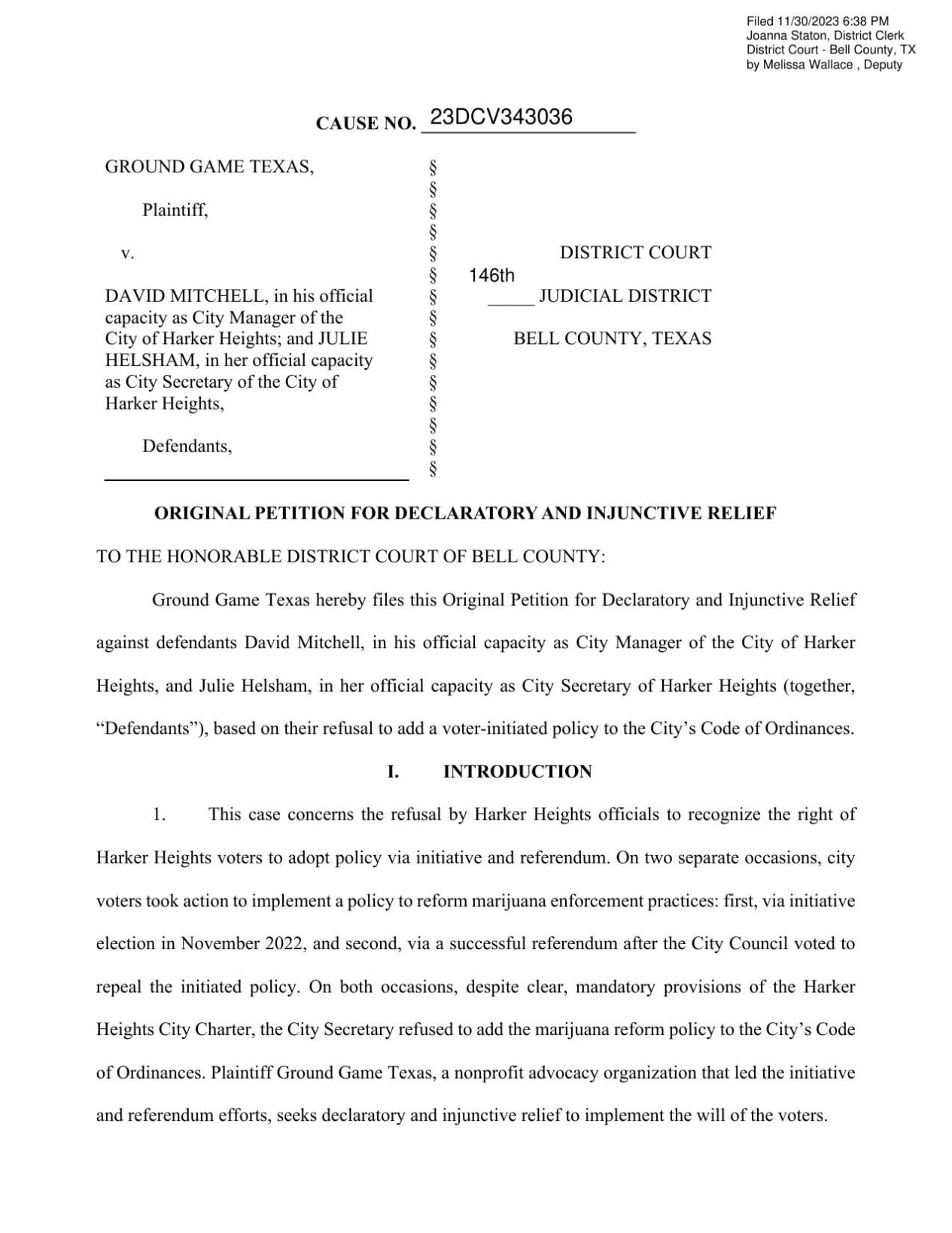 Ground Game Texas files suit against Harker Heights over marijuana ...