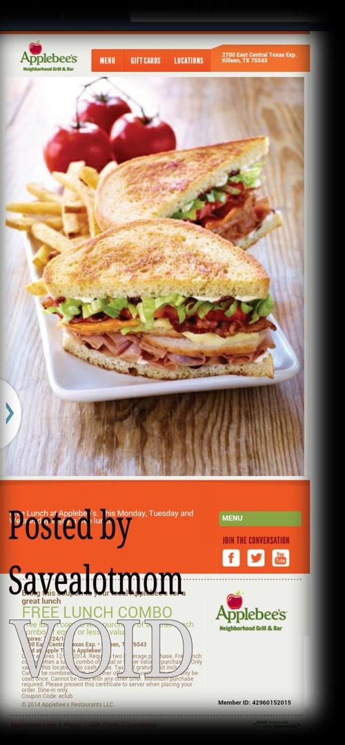 wow nice free lunch at applebees did you get your coupon save