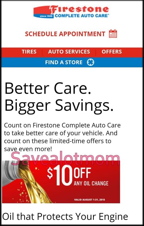 Firestone 10 Oil Change Coupon Save A Lot Mom Kdhnews Com