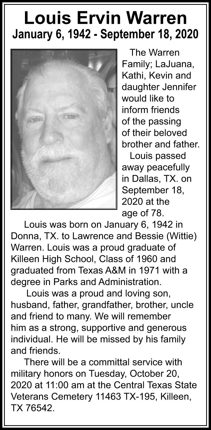 Louis Ervin Warren | Obituaries | 0
