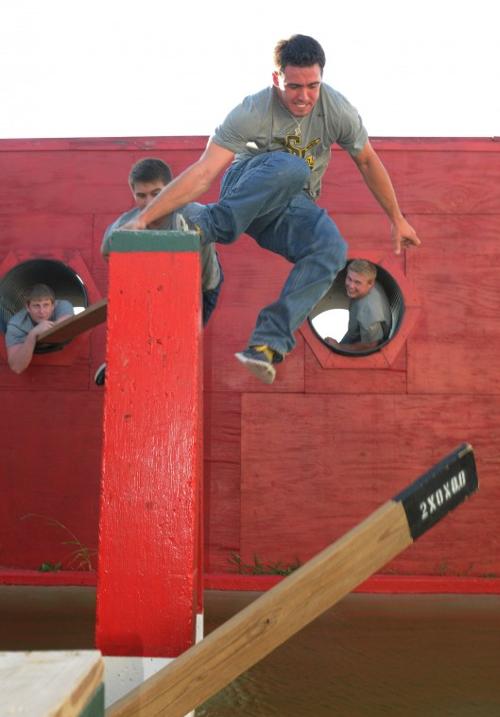 Falling off a pillar