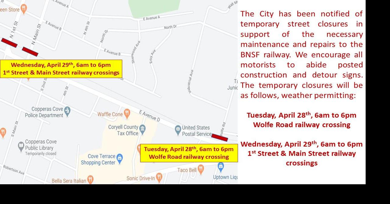 Road closures for Copperas Cove Local News