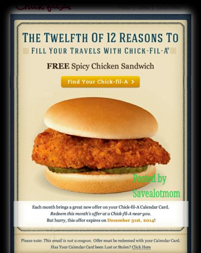 Chick Fil A FREE Spicy Chicken Sandwich! | Save A Lot Mom | kdhnews.com