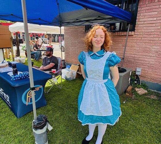 open lace back dress Mad Tea Party with the Hatter Women's Skater Dress  Heather Anne Studio