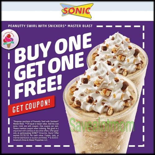Sonic Buy One Get One FREE Master Blast! | Save A Lot Mom ...