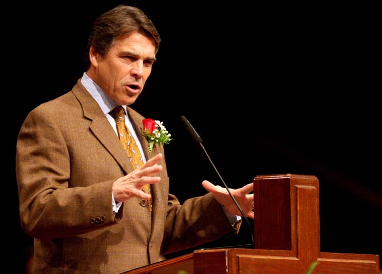 Gov. Rick Perry speaks during a community prayer service