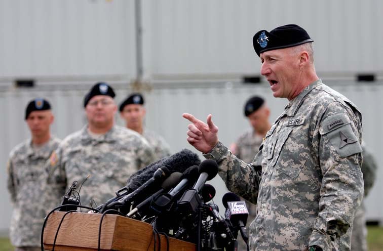 Lt. Gen. Robert Cone speaks during a press conference