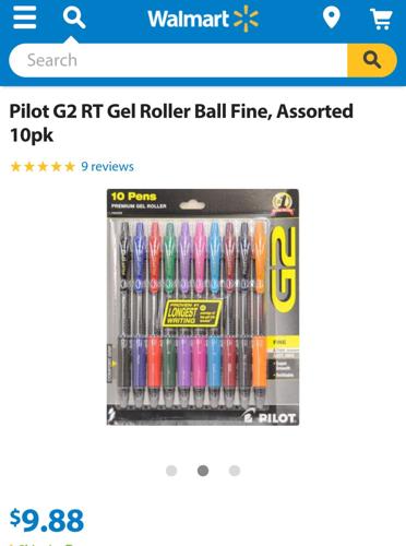 Pilot G2 RT Gel Roller Ball Fine, Assorted - 10 pack