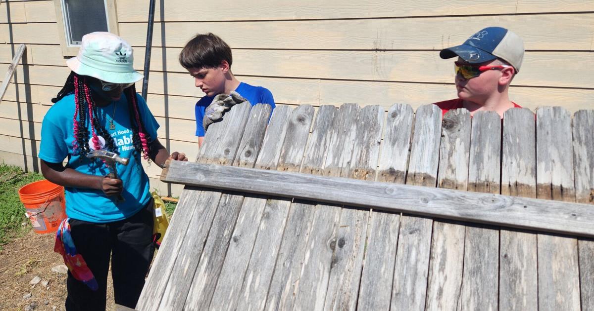 Teens on mission trip help with storm cleanup in Temple Region