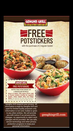Genghis Grill Free Potstickers Save A Lot Mom Kdhnews Com