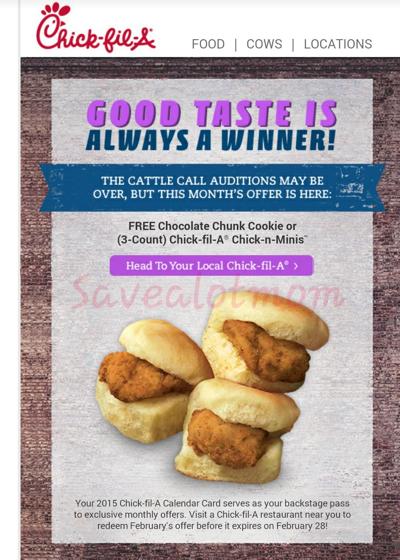 Chick fil A Calendar Card February Freebie! | Save A Lot Mom | kdhnews.com