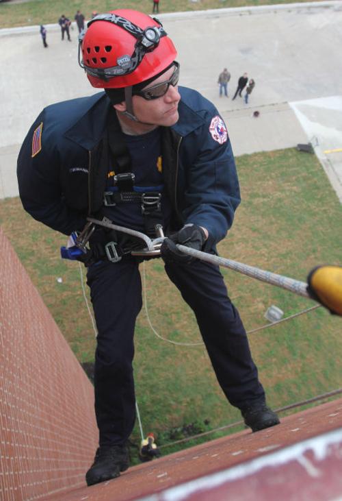 Firefighters Rappelling