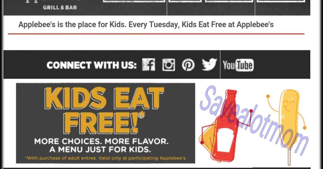 Applebees Kids Eat Free Every Tuesday