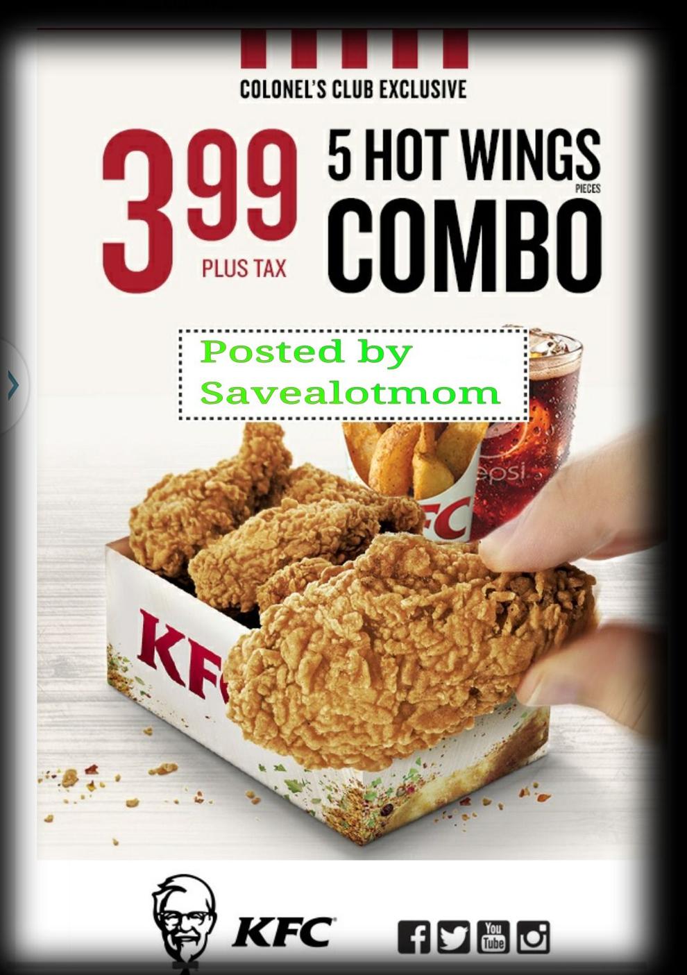KFC 3.99 Hot Wing Combo! Save A Lot Mom