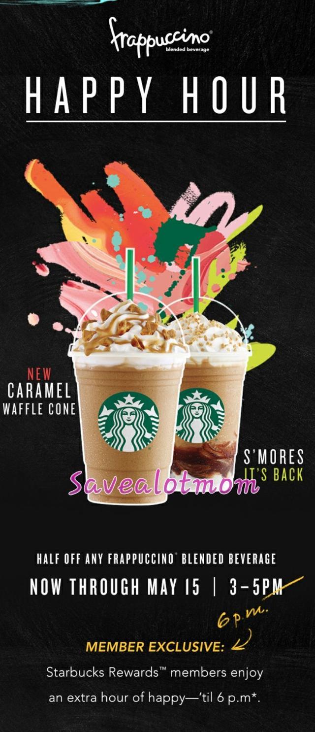 Starbucks "Happy Hour" Half Off Frappuccinos!!! Save A Lot Mom