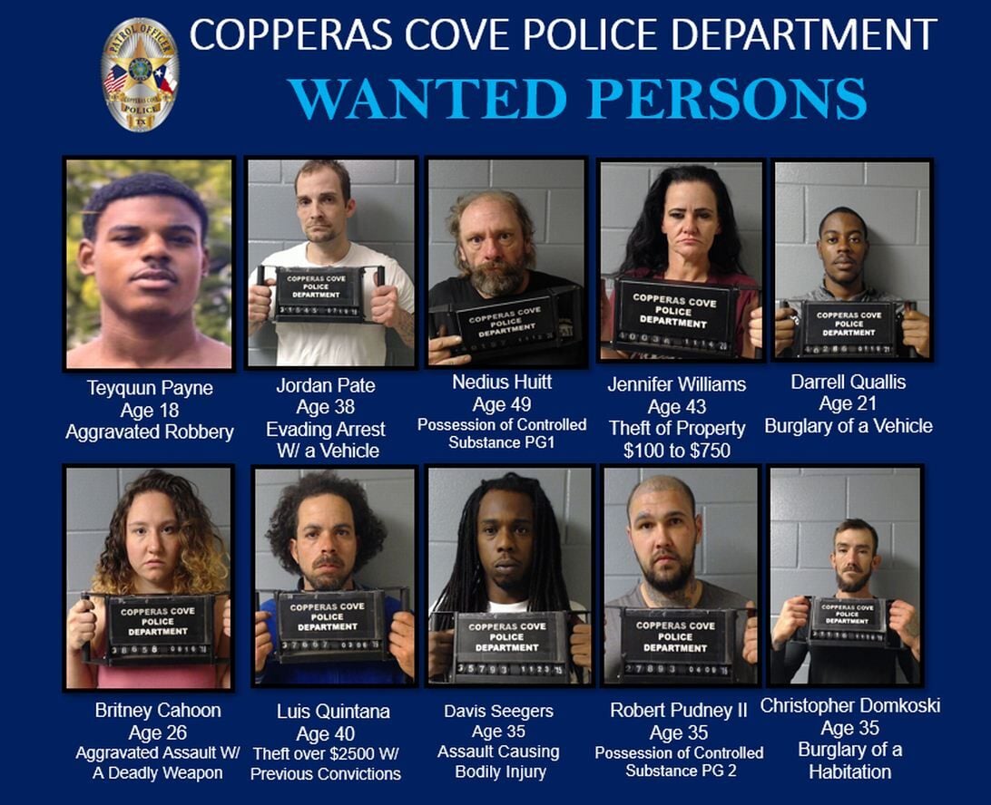 copperas cove police department mugshots