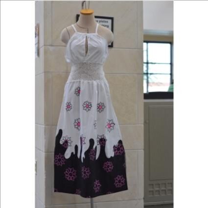 sachin and babi light blue dress Forget Me Not* ~ Hand Embroidered Vintage Linen Tablecloth Dress ~ Si –  Folkstead main image 1