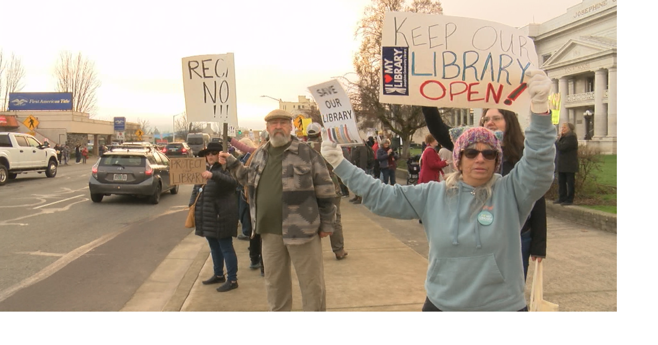 Dozens protest Grants Pass library lease termination; Barnett says it's ...