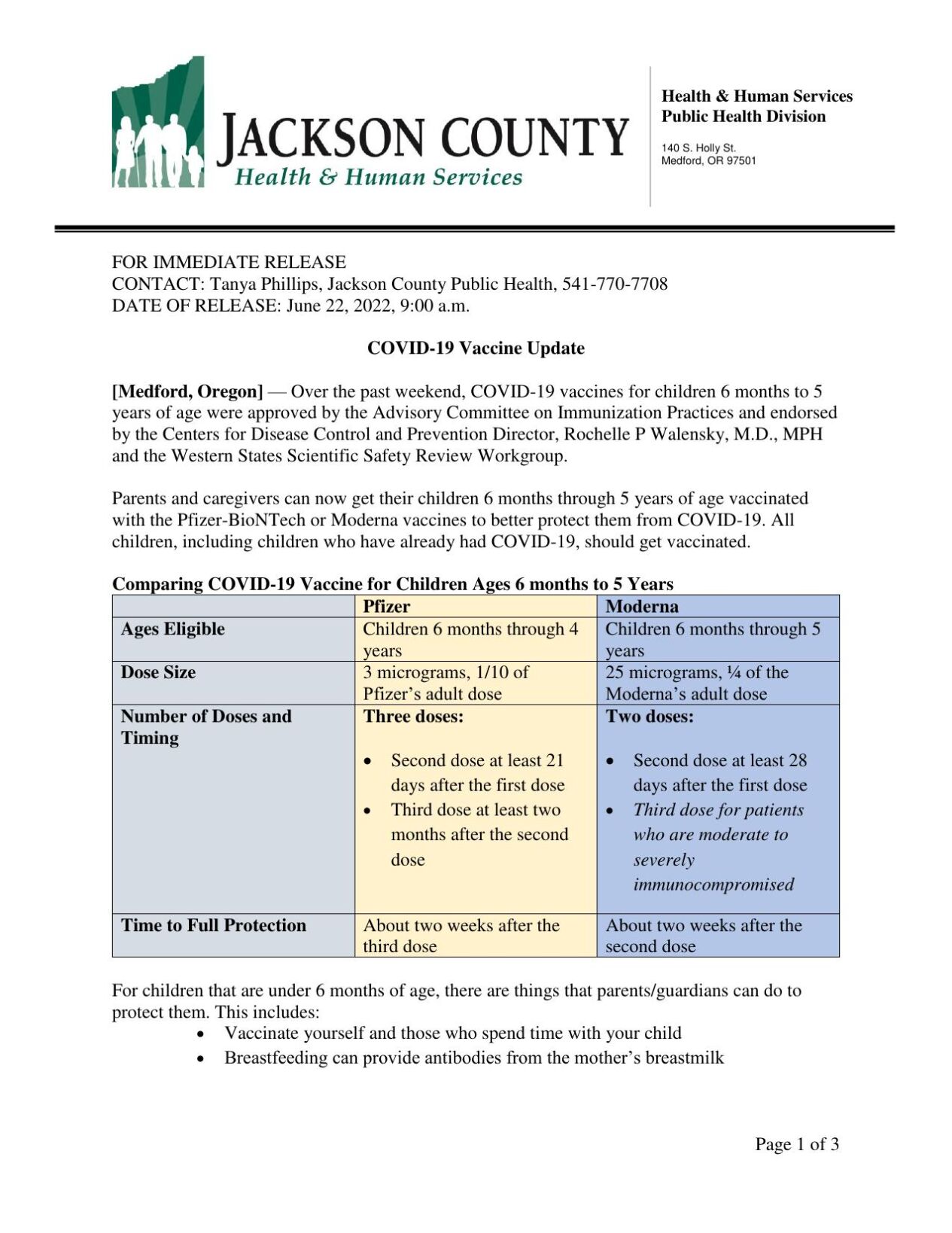 COVID19 vaccine is now available in Jackson County for children