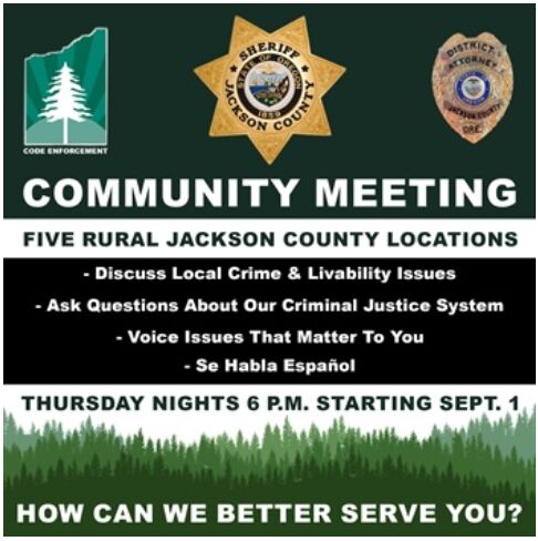 Jackson County Sheriffs Office, DA plan five town halls this fall News kdrv pic